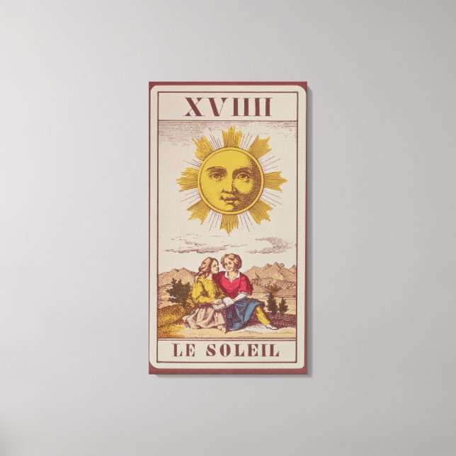 XVIIII Le Soleil, Fransk-tarotkort Sol Canvastryck (Framsida)