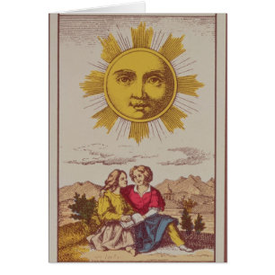 XVIIII Le Soleil, franskt tarotkort av solen Hälsningskort