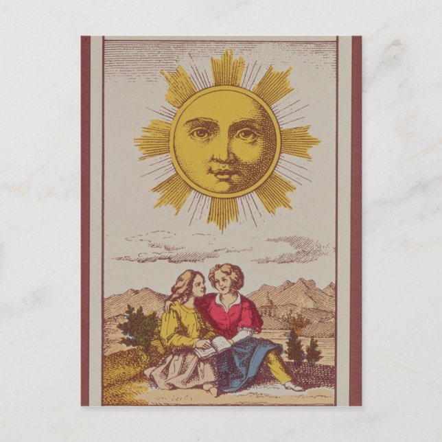 XVIIII Le Soleil, franskt tarotkort av solen Vykort (Framsida)