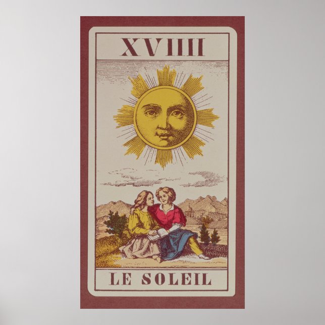 XVIIII Le Soleil, French tarot card of the Sun Poster (Framsidan)