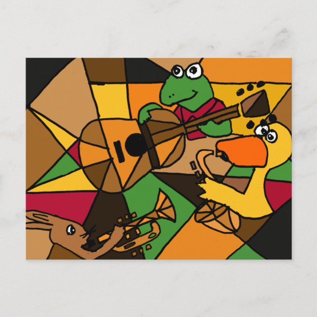 XX- Abstrakt Art Animals och Music Vykort (Framsida)