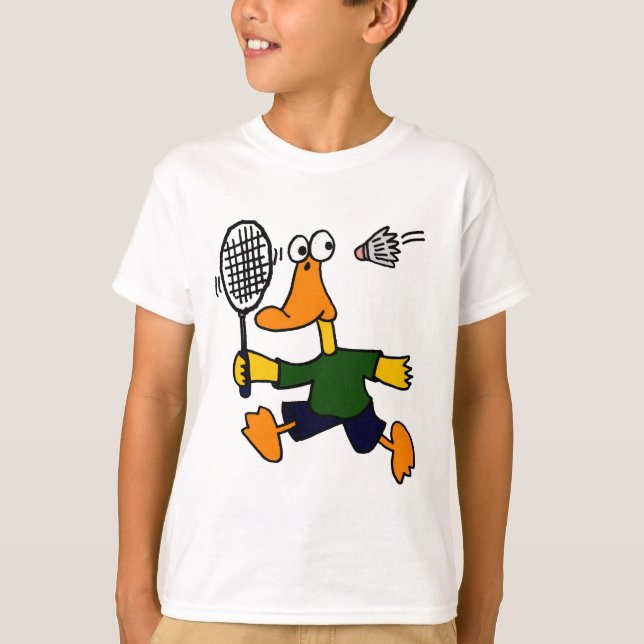XX- anka som leker Badmintontecknaden T-shirt (Framsida)