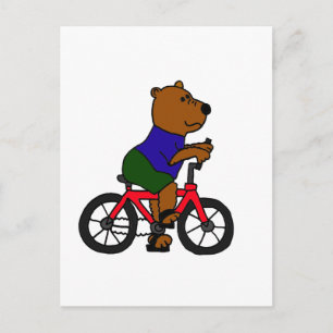 XX- Bear Bicycling Tecknad Vykort