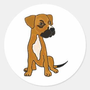 XX- Boxer Mix Rädding Hund Puppy-Tecknad Runt Klistermärke