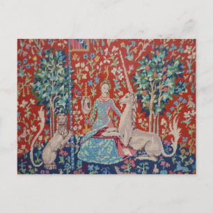 XX- Dam och Unicorn Tapestry Art Design Vykort