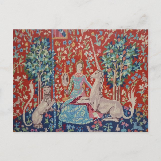 XX- Dam och Unicorn Tapestry Art Design Vykort (Framsida)