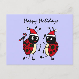 XX- Dancing Ladybugs Wearing Santa Hats Helg Vykort