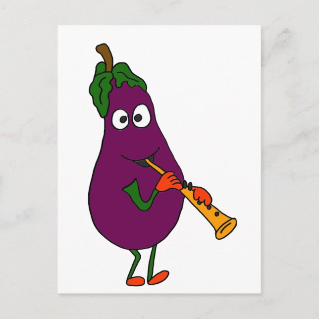 XX- Eggplant Spelning Clarinet Tecknad Vykort (Framsida)