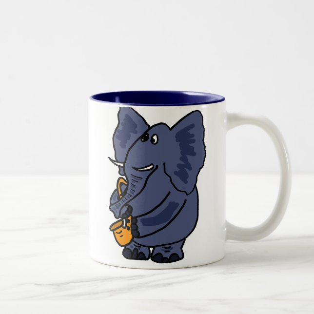 XX- elefant som leker saxofonen Två-Tonad Mugg (Höger)