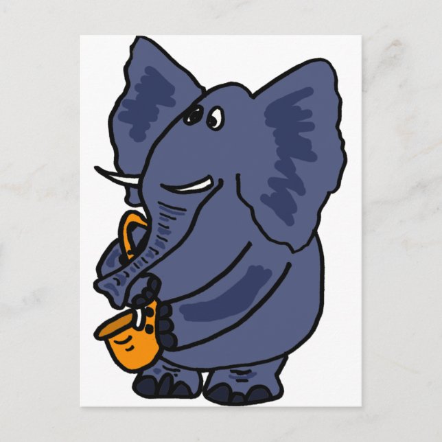 XX- Elephant Plouting Saxophone Vykort (Framsida)