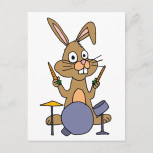 XX- Fantastisk Bunny Rabbit Spelande Drums Vykort