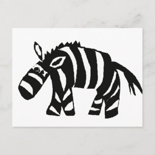 XX- Funky Primitive Art Zebra Vykort