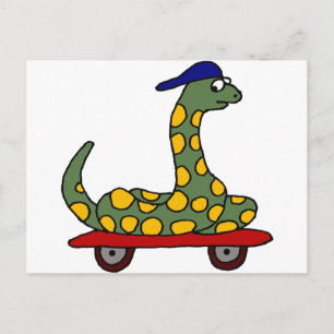 XX- Funny Boa Constritor på Skateboard Vykort