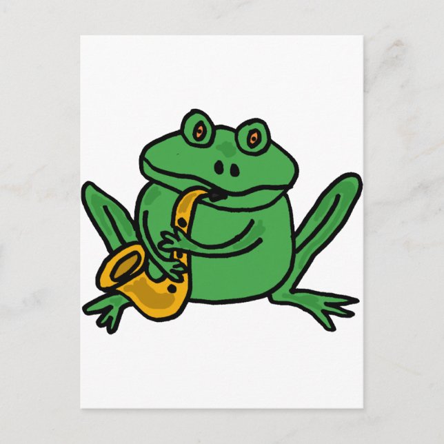 XX- Funny Frog Spela upp saxofon Vykort (Framsida)