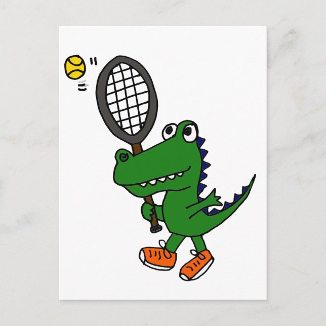 XX- Funny Gator Spelar tennis Vykort (Framsida)