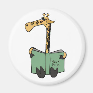 XX- Funny Giraffe Reading Nacke Pain Bok Tecknad Magnet
