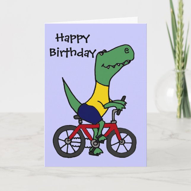 XX- Funny T-rex Dinosaur Riding Bicycle Kort (Framsida)