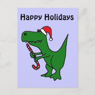 XX- Funny T-rex Dinosaur Wearing Santa Hat Helg Vykort