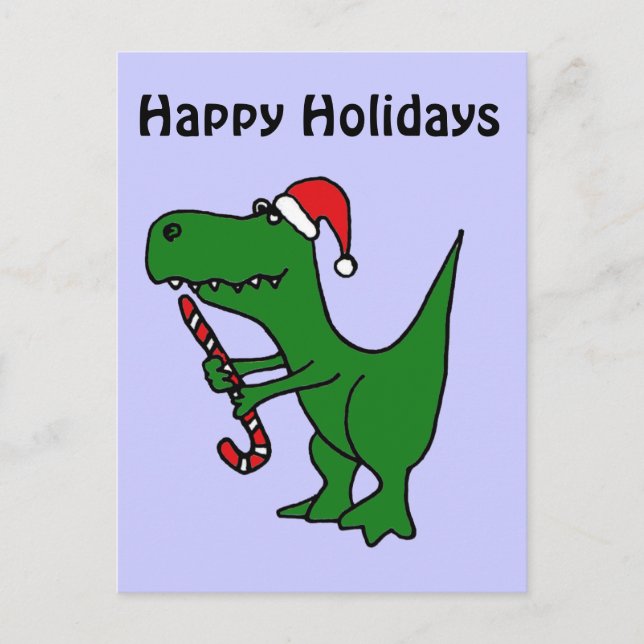XX- Funny T-rex Dinosaur Wearing Santa Hat Helg Vykort (Framsida)
