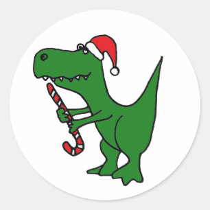 XX- Funny T-rex Dinosaur Wearing Santa Hat Runt Klistermärke