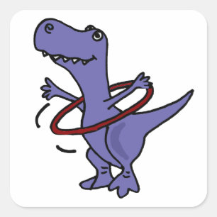 XX- Funny T-rex-dosinosaur med Hula Ring Fyrkantigt Klistermärke
