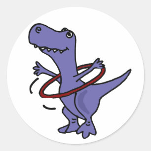 XX- Funny T-rex-dosinosaur med Hula Ring Runt Klistermärke