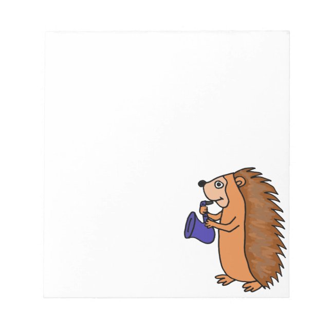 XX- Hedgehog Spelande saxophone Tecknad Anteckningsblock (Framsida)