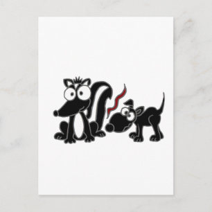 XX- Hund Sniffing Skunk Butt-Tecknad Vykort