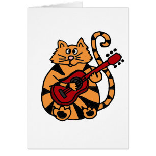 XX- katt som leker gitarrdesign Hälsningskort