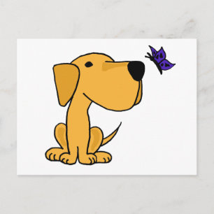 XX- Labrador Retriever Watching Butterfly Tecknad Vykort