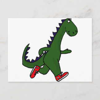 XX- Lustigt joggande dinosaur med Red Sneakers Vykort