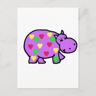 XX- Lycklig Hippo Hearts Vykort