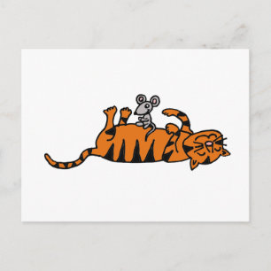 XX- Mouse Sitta på Tecknaden Cat Stomach Vykort