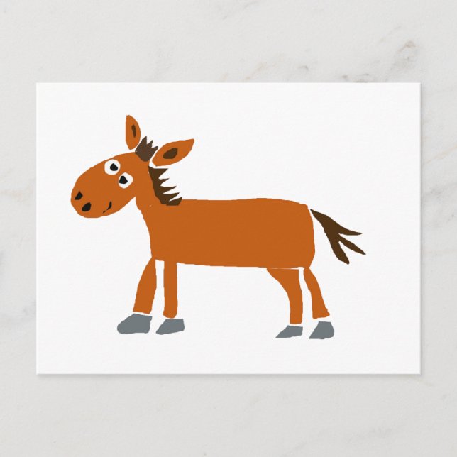 XX- Primitive Art Horse Tecknad Vykort (Framsida)