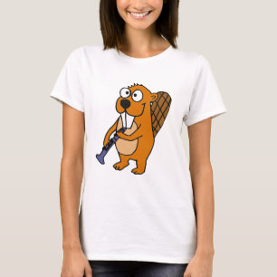 XX- rolig bäver som leker klarinetttecknaden T Shirt