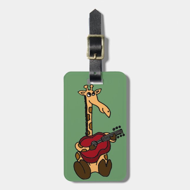 XX- rolig giraff som leker gitarren Bagagebricka (Vertikal Framsida)
