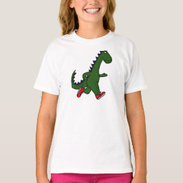 XX- rolig jogga dinosaur med röda gymnastikskor T-shirt