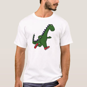 XX- rolig jogga dinosaur med röda gymnastikskor T-shirt