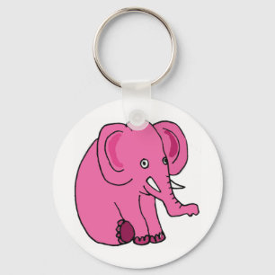 XX- rolig rosa elefant Nyckelring