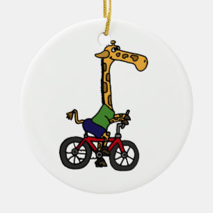 XX- rolig tecknad för giraffridningcykel Julgransprydnad Keramik