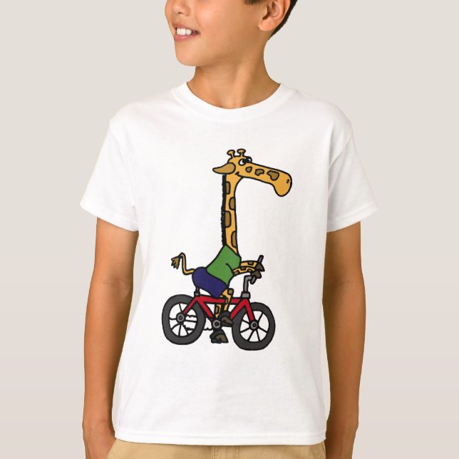 XX- rolig tecknad för giraffridningcykel Tee Shirt (Framsida)