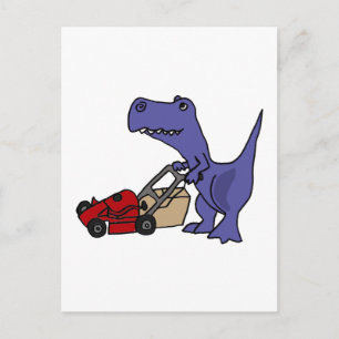 XX- T-rex Dinosaur Pushing Gräsmatta Mower Vykort