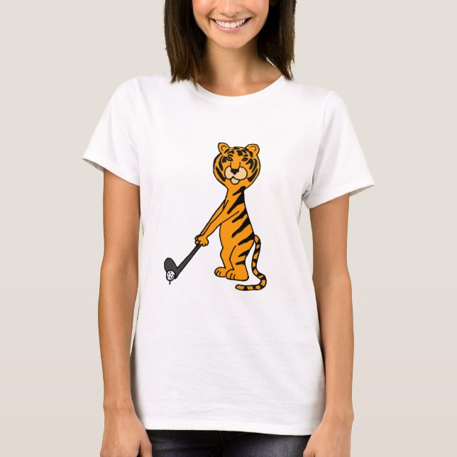 XX- tiger som leker Golftecknaden Tee Shirt (Framsida)