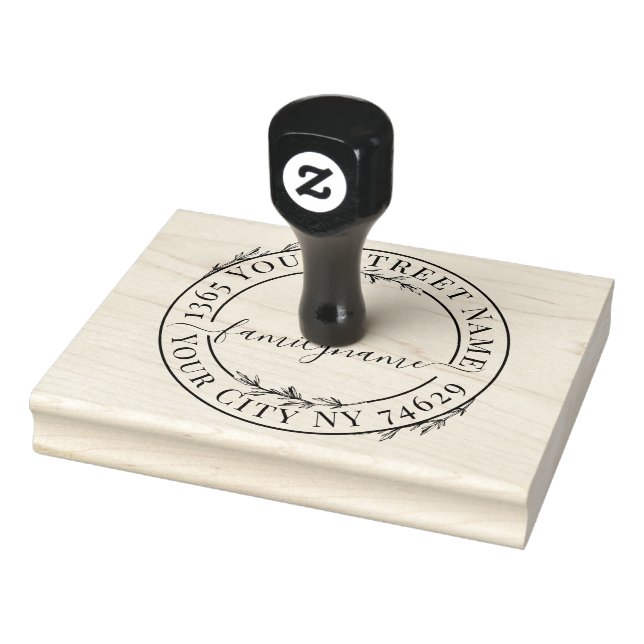 XXL Botanical Script Modern Round Return Address Stämpel (Stämpel)