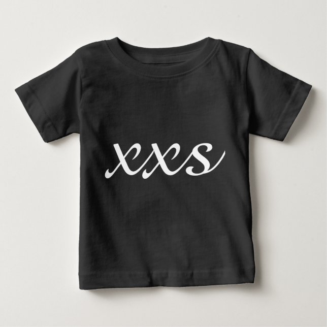 XXS Extra Extra, liten text, svart och vit T-shirt (Framsida)