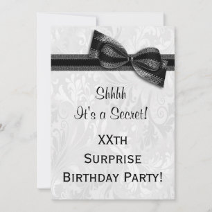 XXth SURPRISE Födelsedagsfest Damask and Bow Inbjudningar