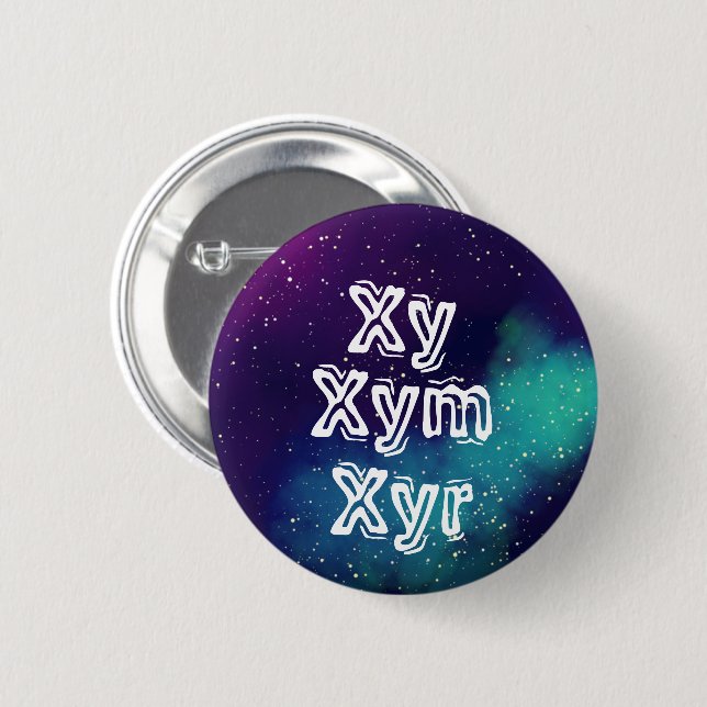 Xy/Xym/Xyr-Anpassadet Galaxy Pronoun Knapp (Framsida & baksida)