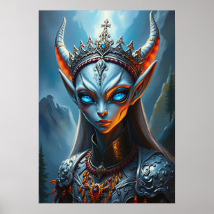Xylanthia det Hornade Oraklet - Gotisk Mörk Fantas Poster
