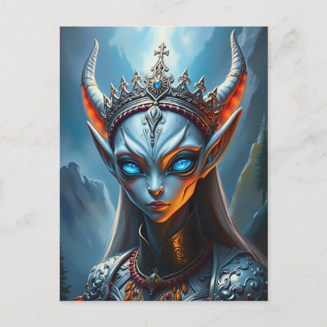 Xylanthia Horned Oracle Älvdrottning - Mörk Fantas Vykort (Framsida)