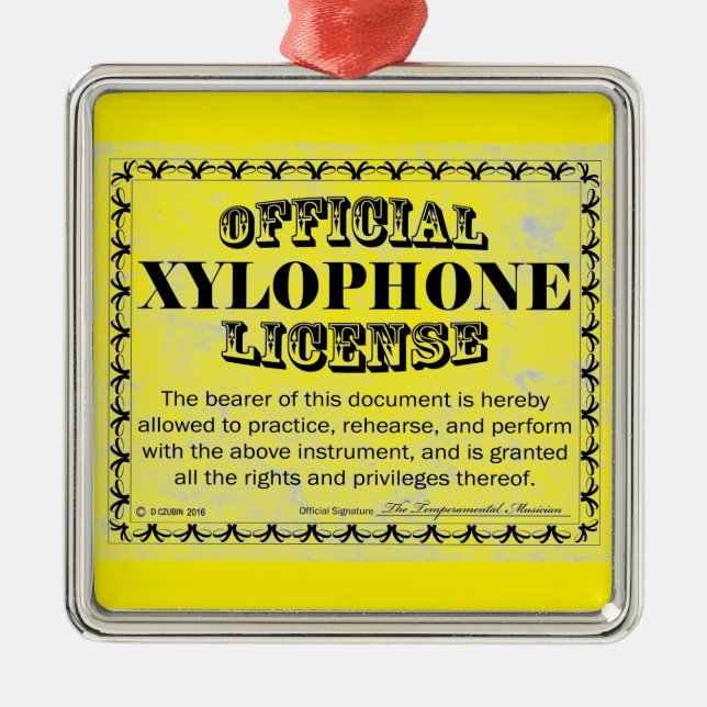 Xylophone License Metall Ornament (Framsidan)